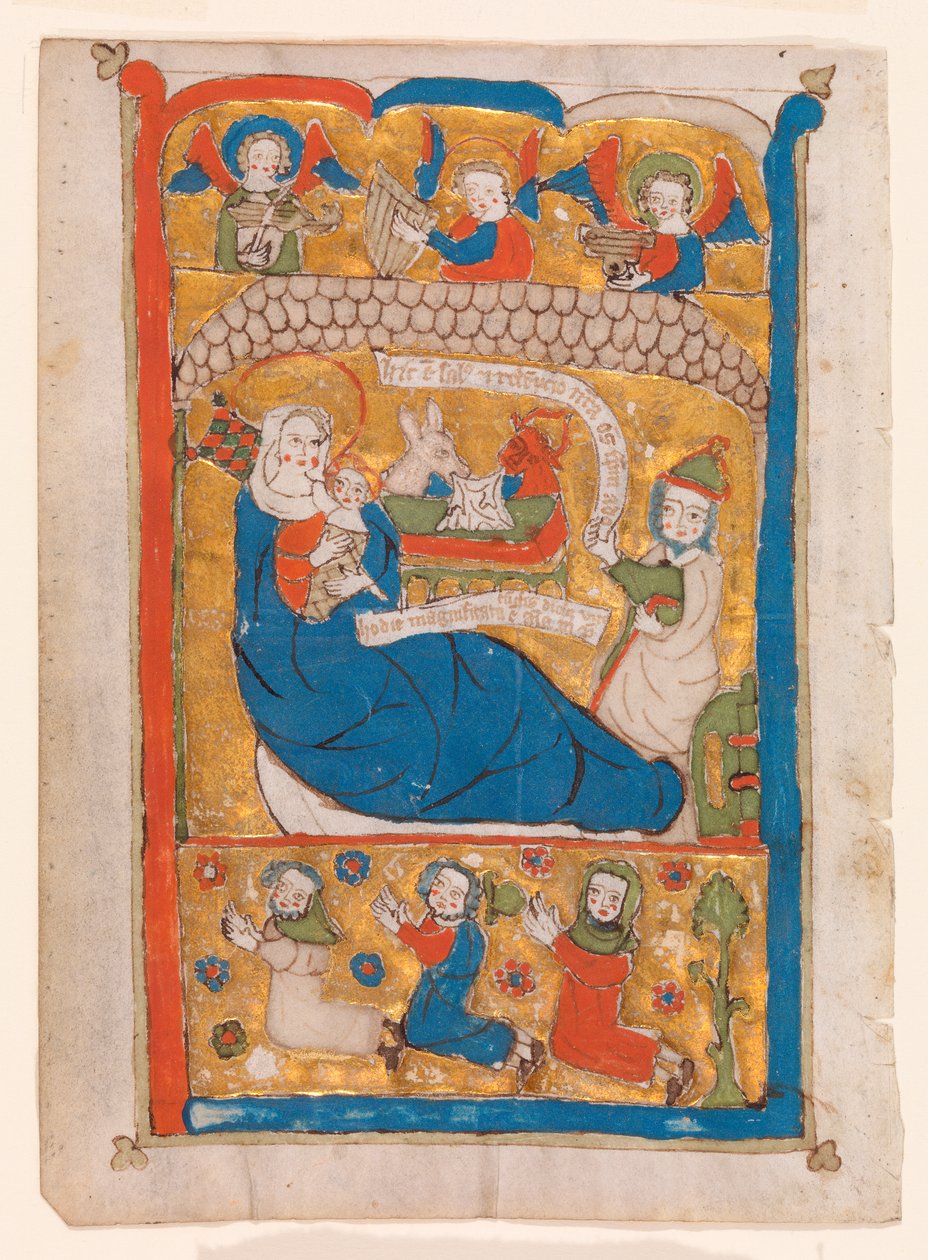 Születés Józseffel, angyalokkal és imádókkal alkotó: Unknown artist