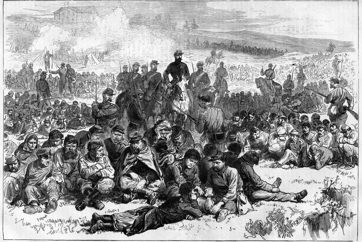 A párizsi kommün 1871-ben. Belleville kommunáit a Parc des Buttes Chaumont-ban egy békefenntartó különítmény fogságba ejtette és őrzi. alkotó: Unknown artist