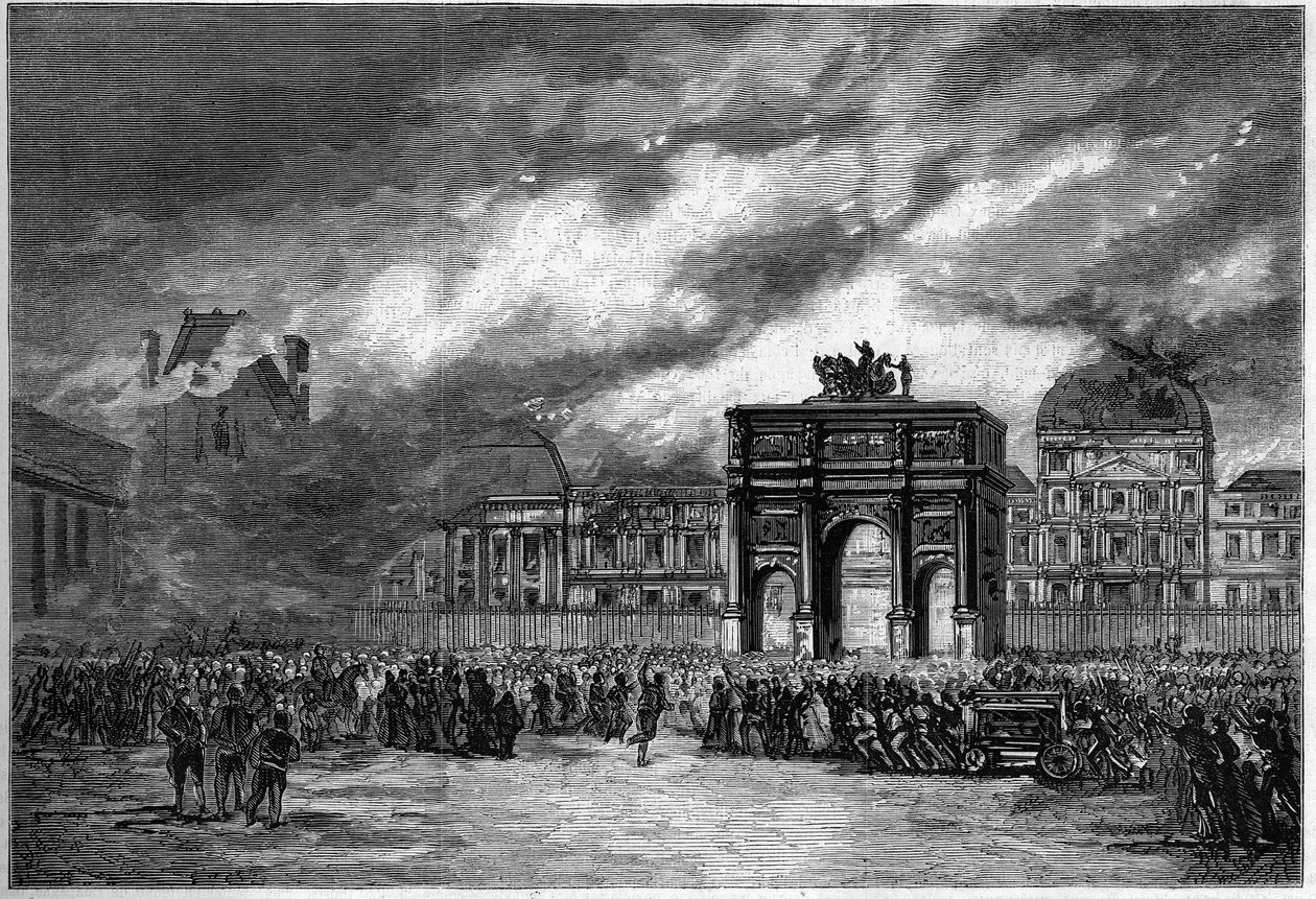 A párizsi kommün 1871-ben. Tűz a Tuileriák palotájában a véres héten (május 22-28. alkotó: Unknown artist