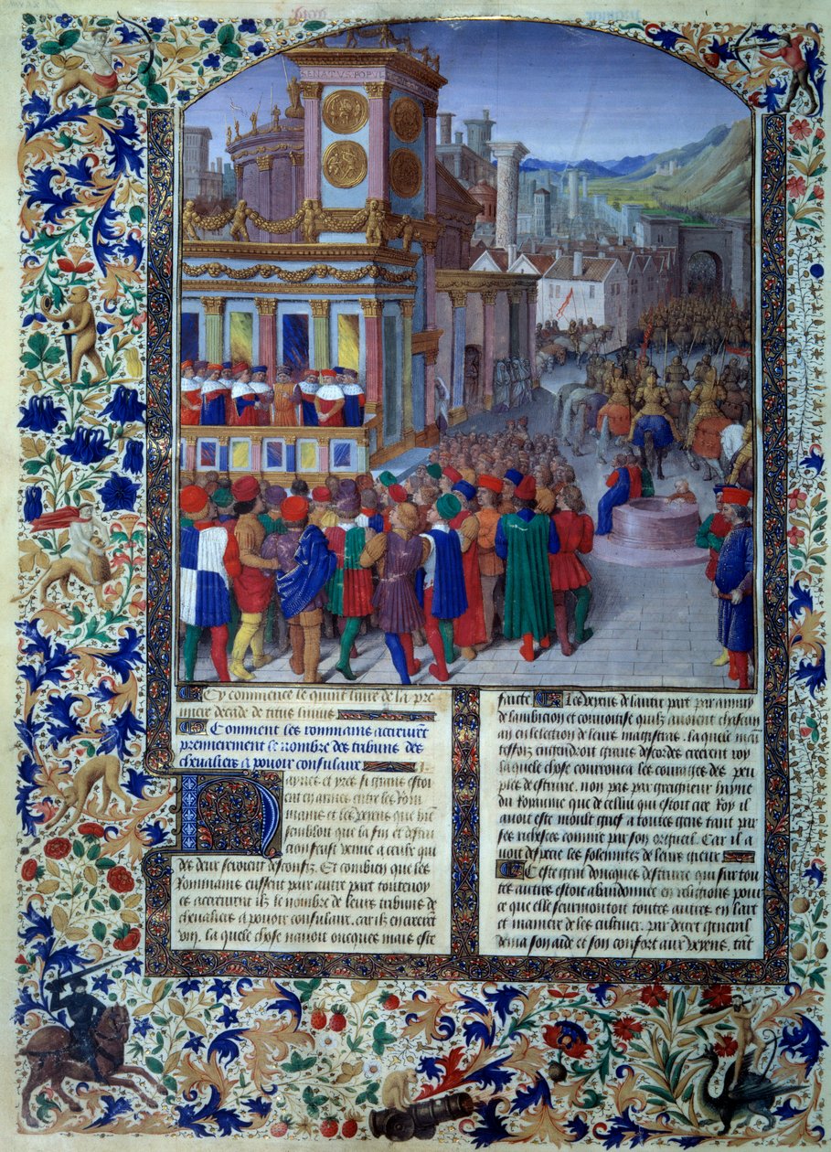 A rómaiak előkészítik Veies székhelyét Kr.e. 396-ban. Miniatűr a „Histoire romaine” (Ad urbe condita) című Tite Live-ból (Kr. e. 59-17) (Titus Livius), fordította Pierre Bessuire 1450-1500 Párizs, BN alkotó: Unknown artist