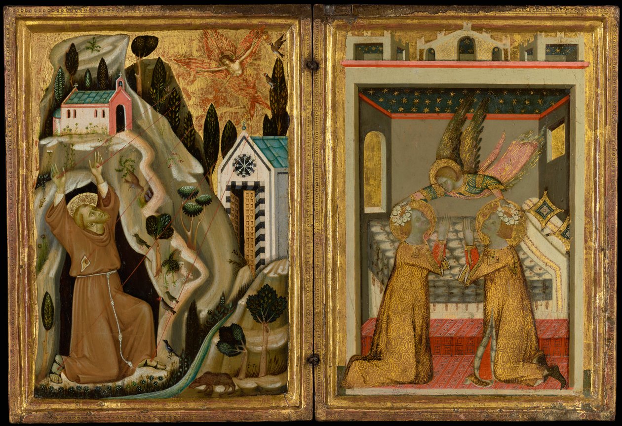 Szent Ferenc megbélyegzése, valamint Cecília és Valerianus szentek angyali megkoronázása alkotó: Unknown artist