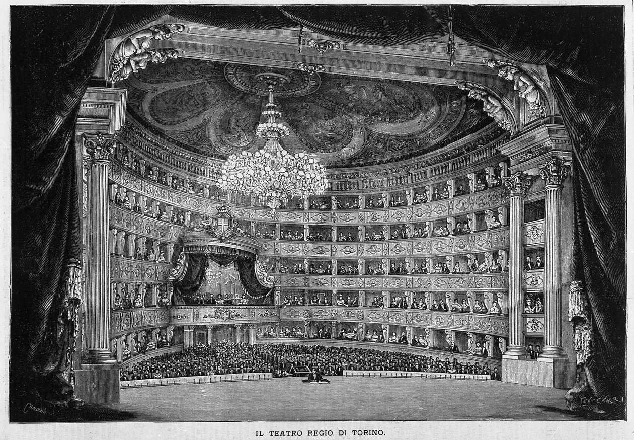 A Theatre Regio Torinóban 1800-ban. alkotó: Unknown artist