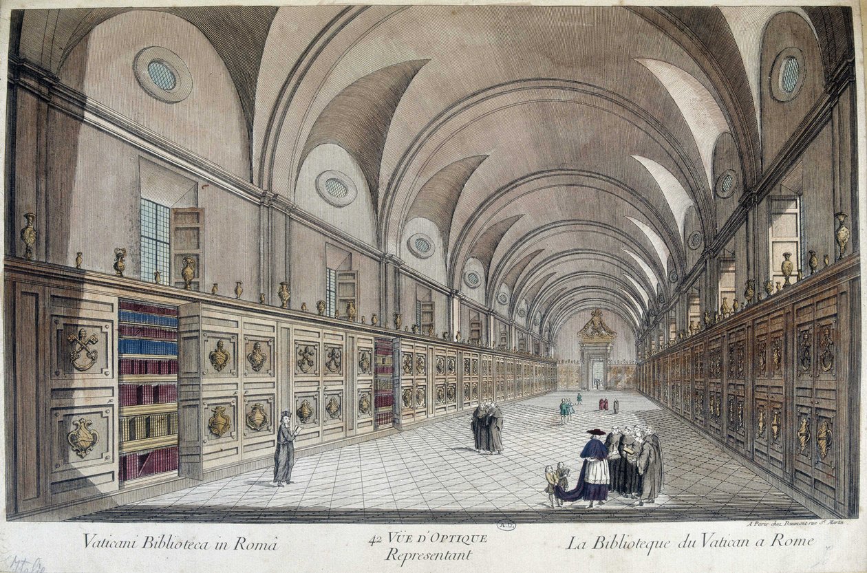 Vatikáni Bibliotheque (Apostoli Bibliotheque) Rómában, metszet alkotó: Unknown artist