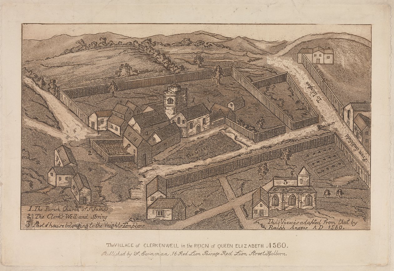 Clerkenwell falu Erzsébet királynő uralkodása idején, 1560 alkotó: Unknown artist