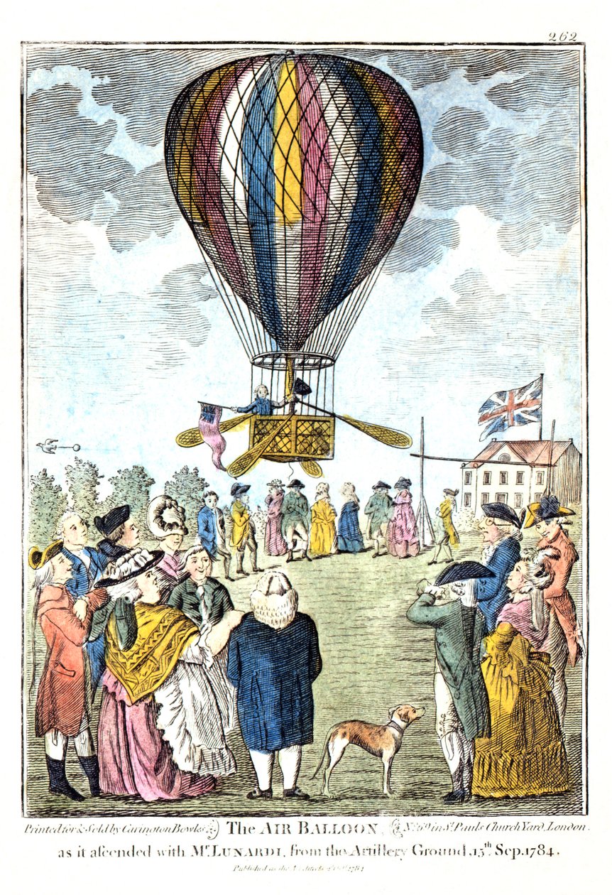 "A léggömb, ahogy Lunardi úrral felemelkedett a tüzérségi földről, 1784. szeptember 15. alkotó: Unknown artist