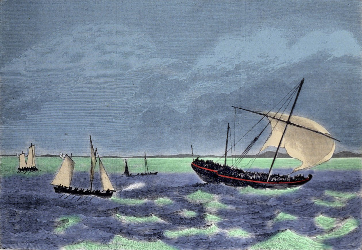 Egy dhow (arab csónak) elfogása a madagaszkári partok mentén. alkotó: Unknown artist
