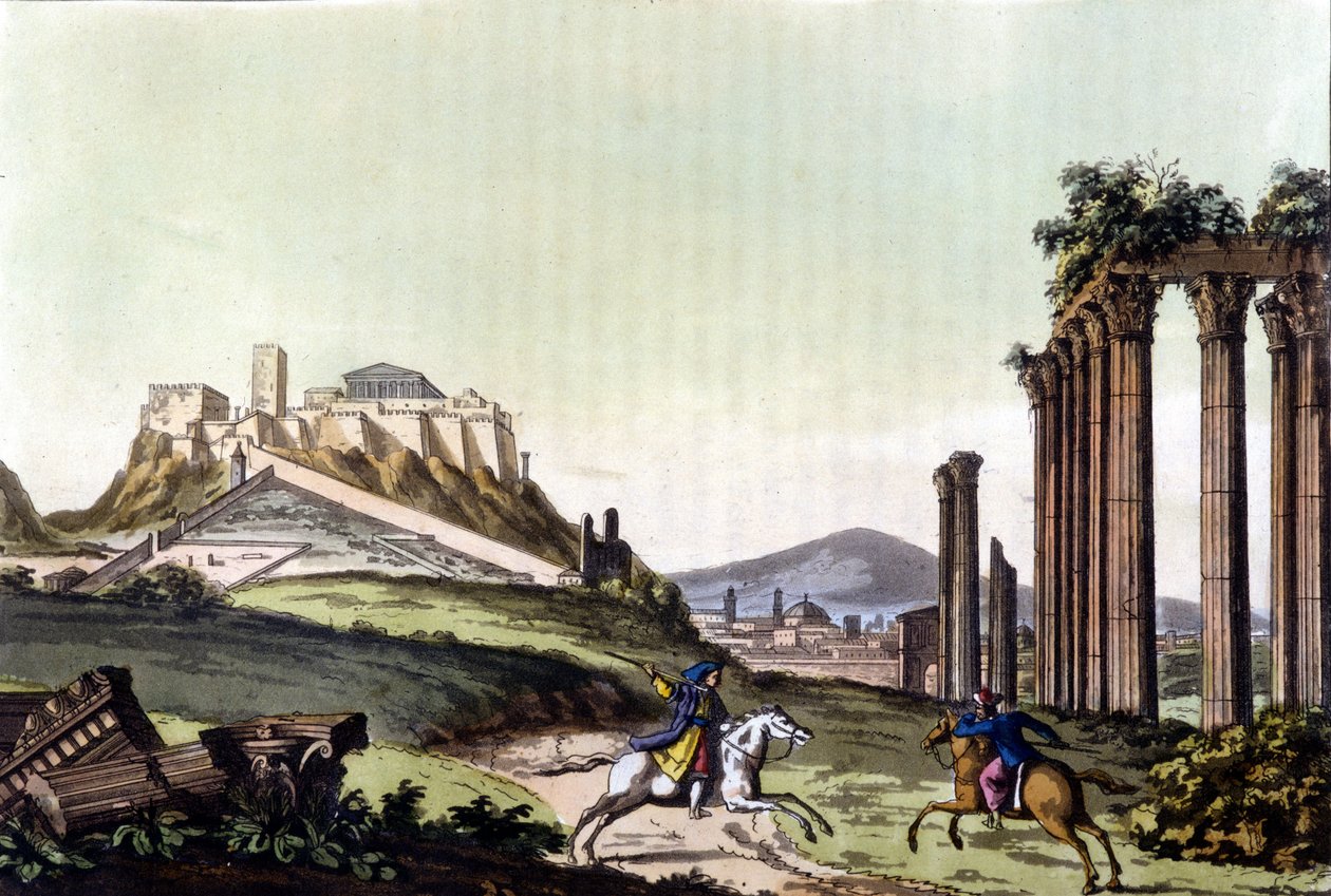 Athén városa 1810-ben. Jules Ferrario „A régi és modern kosztüm” című művében, szerk. Milánó alkotó: Unknown artist