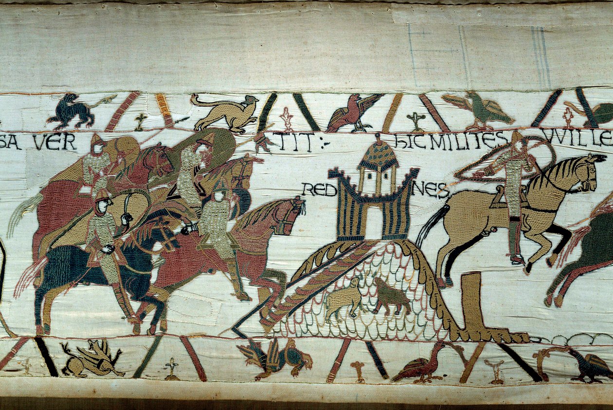Bretagne meghódítása Normandia Herceg Hódító Vilmos (1027-1087) által: a renne-i részlet a Bayeux-i gobelin vagy Mathilde királynő hímzése által. alkotó: Unknown artist
