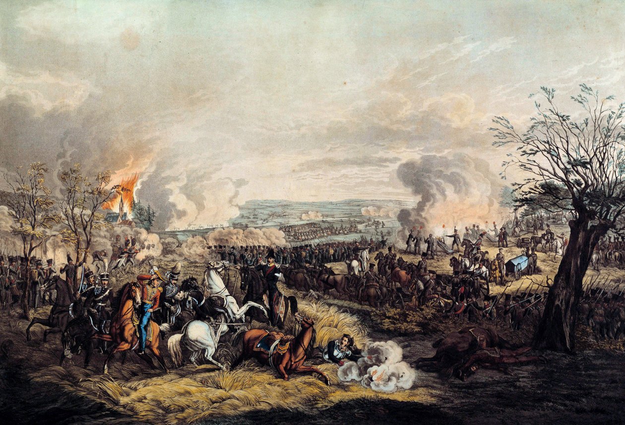 Frederic Guillaume brunswicki herceg (1771-1815) halála a Quatre Bras-i csatában 1815. június 16-án, Marechal Michel Ney (1769-1815) francia csapatai és Wellington herceg britjei között. Nyomtatás 1815-ből. Párizs, Musee de l