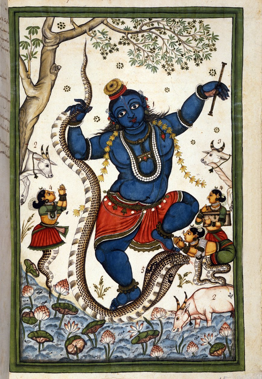 A brahman triász Vishnu Page istensége Stefano Nivibus Cardeira „Mogol története”” (Moghul vagy Moghol) kéziratából (8300 ms.). 18. század. Bibloteca marciana, Velence alkotó: Unknown artist