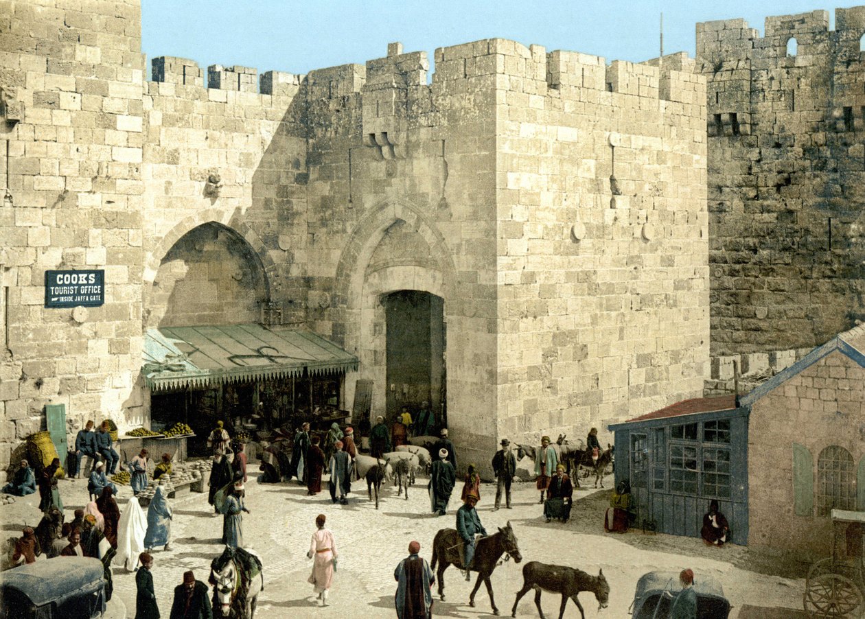Jaffa ajtaja Jeruzsálemben. Photochrome sd. 1890-1900 között. alkotó: Unknown artist