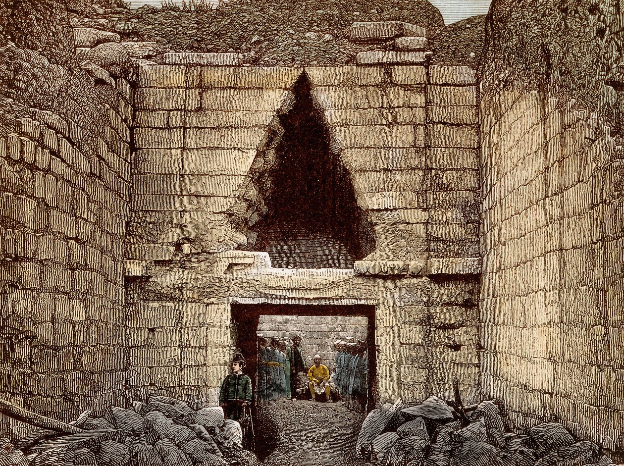 Heinrich Schliemann (1822-1890) által vezetett mycenes-i ásatások - Oroszlánkapu, Mükéné főbejárata - alkotó: Unknown artist