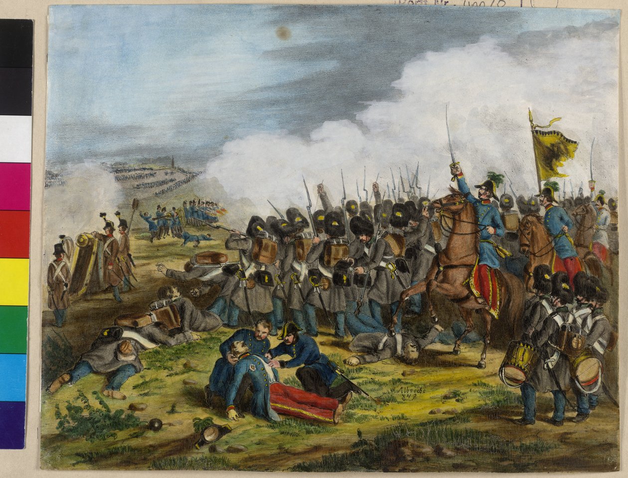 Salis-Soglio báró Ulysses tábornok halálos sérülése a veronai S Lucy csatában 1848. május 6-án. alkotó: Unknown artist