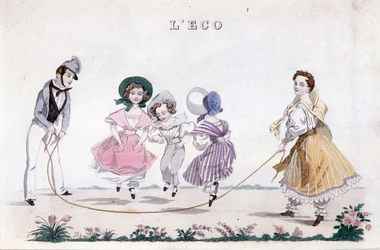 Az ugrókötél, a burzsoázia gyermekcsoportja játszik. 1830 alkotó: Unknown artist