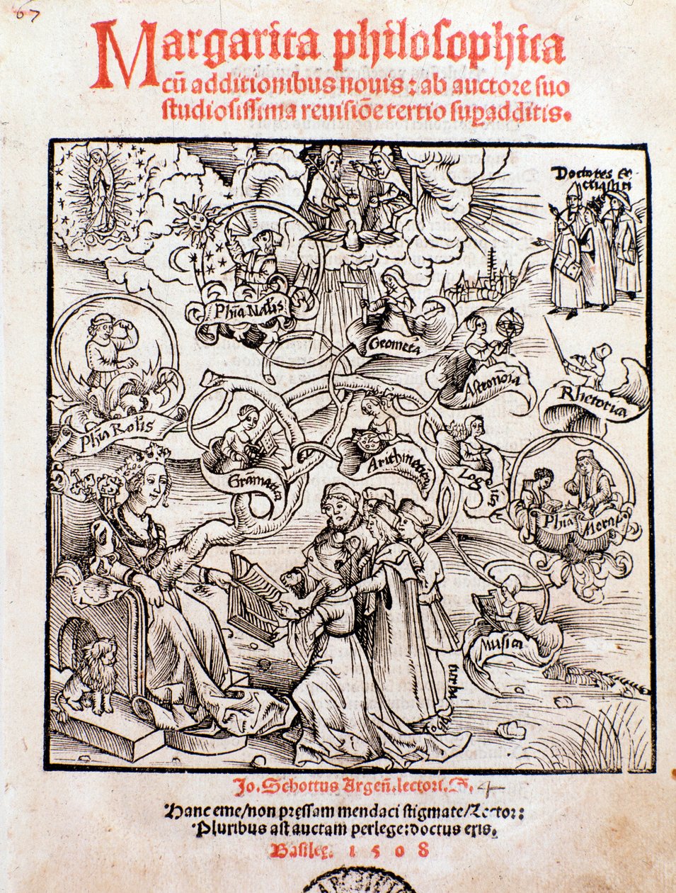 A bölcsészettudomány: Trivium (nyelvtan, logika és retorika) és quadrivium (számtan, geometria, zene és csillagászat) (metszet) alkotó: Unknown artist