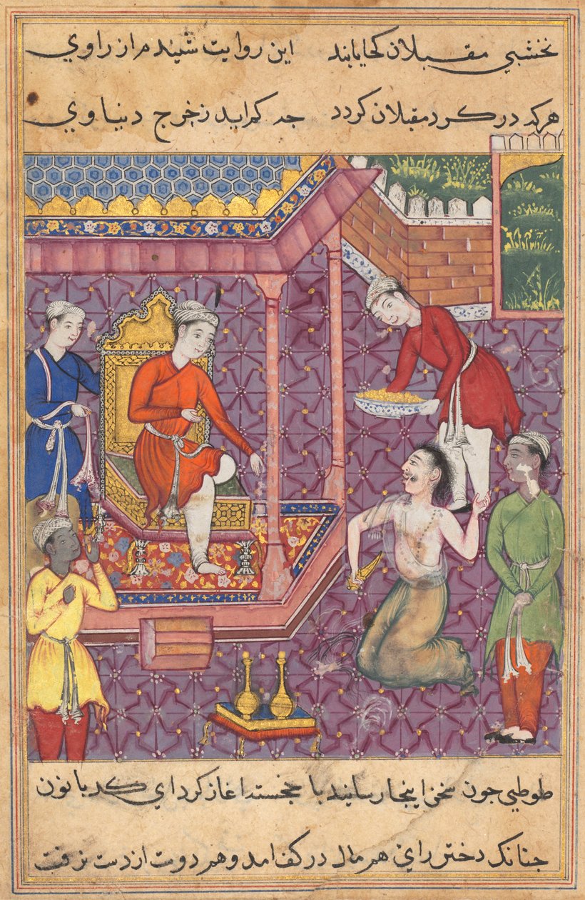 A brahmannak álcázott bűvész visszatér, hogy lekérje „menyét” egy Tuti-namából (Papagáj meséi): Harmincötödik éjszaka alkotó: Unknown artist