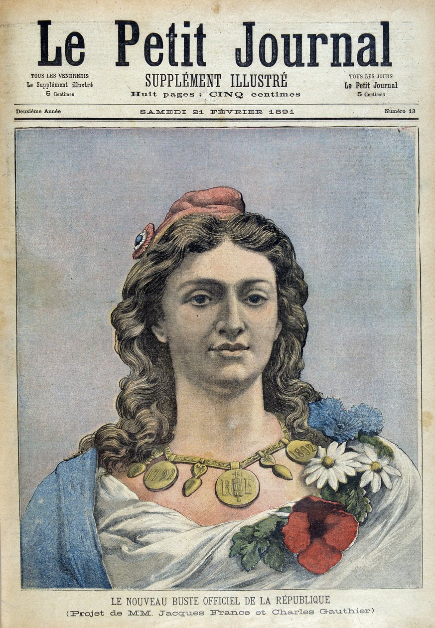 A Köztársaság új hivatalos mellszobra (Marianne) – az 1891.02.21-i „” Le Petite Journal”-ban alkotó: Unknown artist
