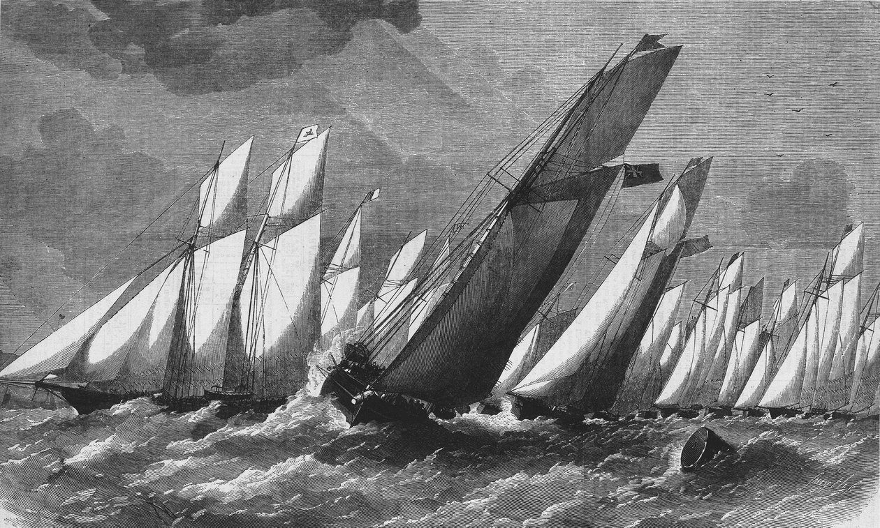 A Royal Victoria Yacht Club óceáni versenye 1868-ban - metszet, Bibl. des Arts deco. alkotó: Unknown artist