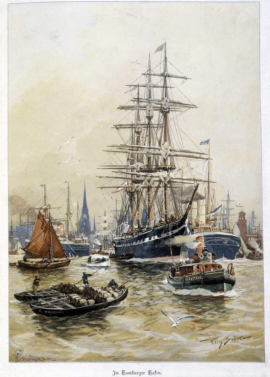 Hamburg kikötője a XIX alkotó: Unknown artist