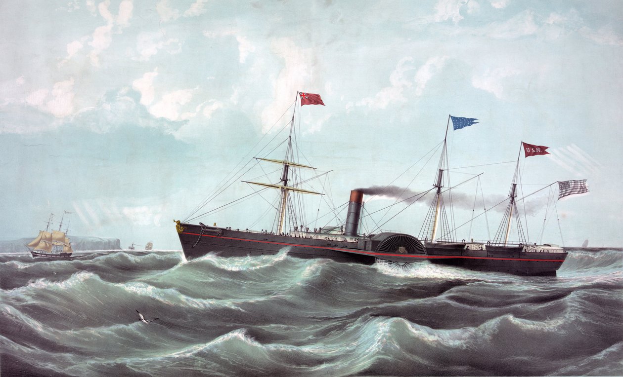 A gőzhajó US Atlantic (US mail steamship Atlantic) Litográfia 1850 alkotó: Unknown artist