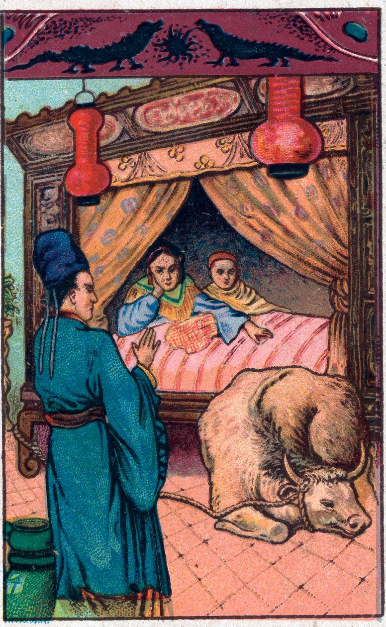 A szörnyű vadkan. Kínai mese. Kromolitográfia a 19. század végéről. alkotó: Unknown artist