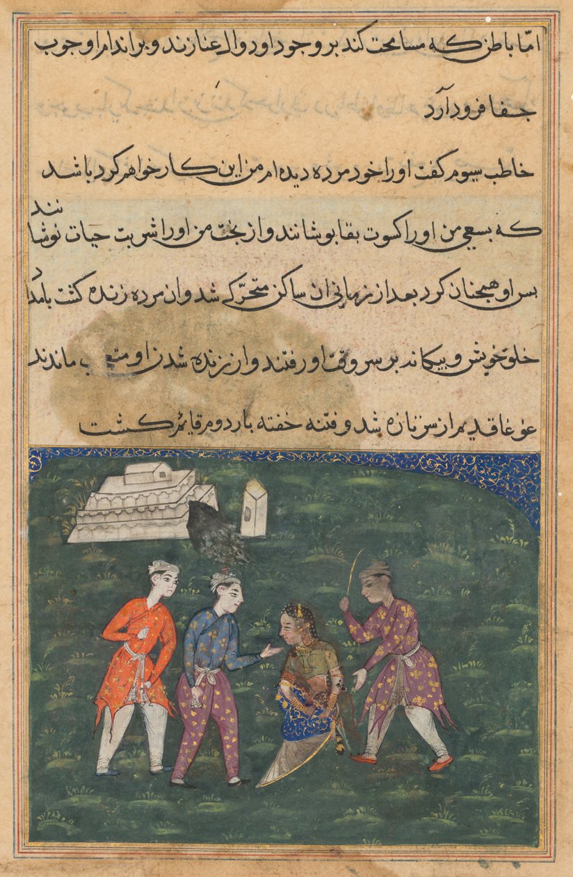 A harmadik udvarló megüti a bhakta lányát, és így életre kelt egy Tuti-namából (Papagáj meséi): Huszadik éjszaka alkotó: Unknown artist