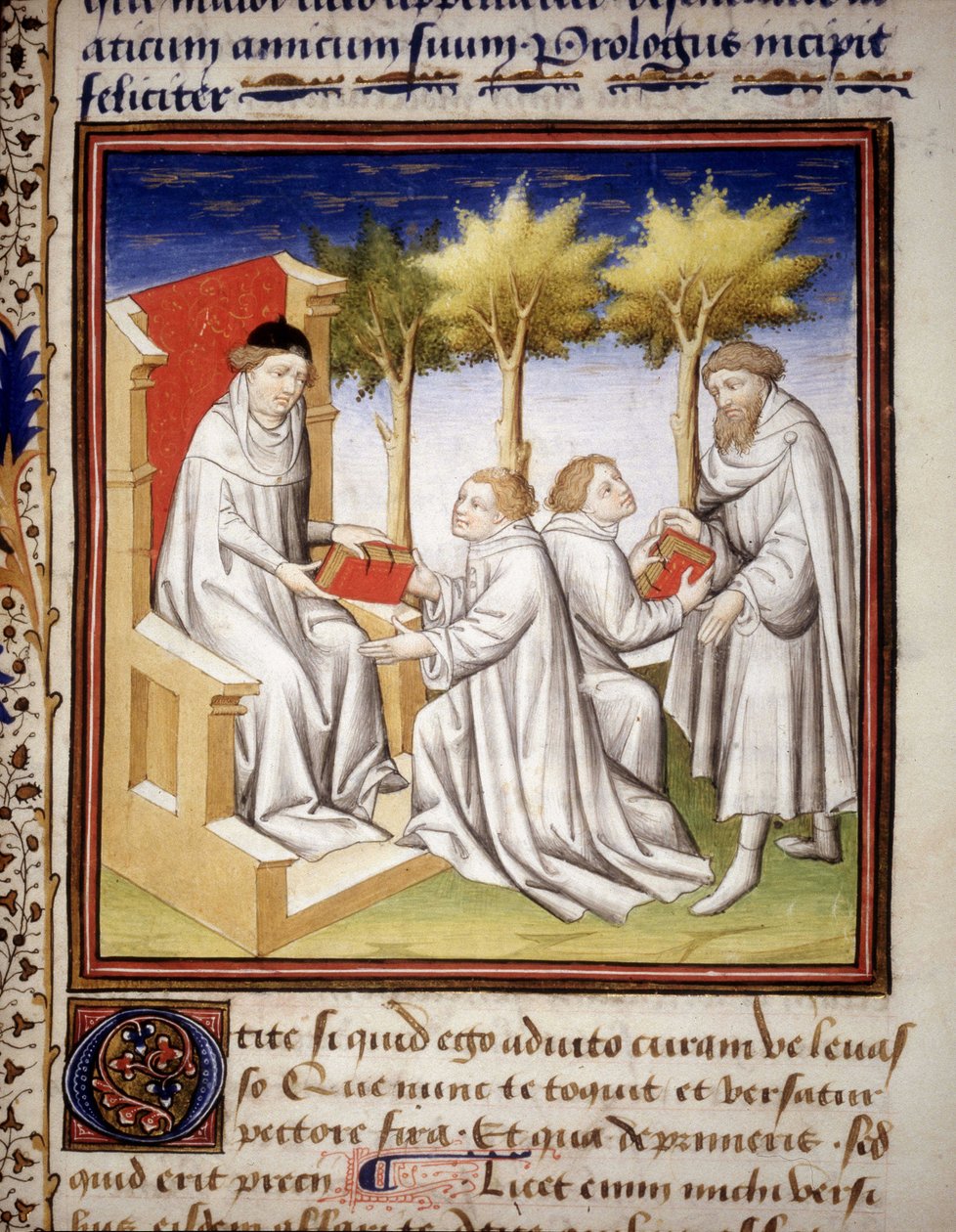 A tudás átadása a fiatal generációnak. Cicero „” De Senectute”” kézirata. 1401. alkotó: Unknown artist