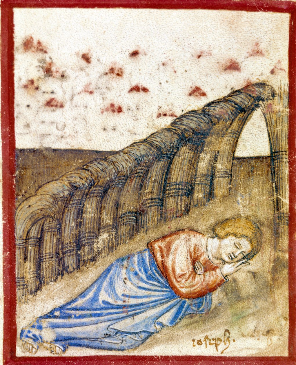 József látomása, Jákob fia Miniatűr a 212-es kódexből (vagy Páduai kódexből vagy Páduai Bibliából) 1390-1400 Rovigo, Accademia dei Concordi alkotó: Unknown artist