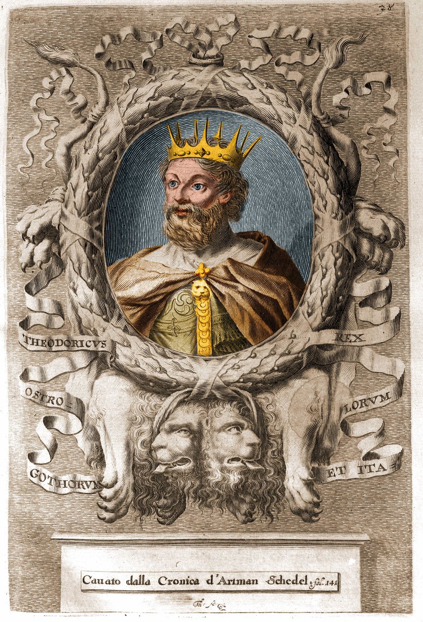 I. Nagy Theodorik (454-526. v.), az osztrogótok királya (474-526) és az olaszországi osztrogót királyság megalapítója. alkotó: Unknown artist