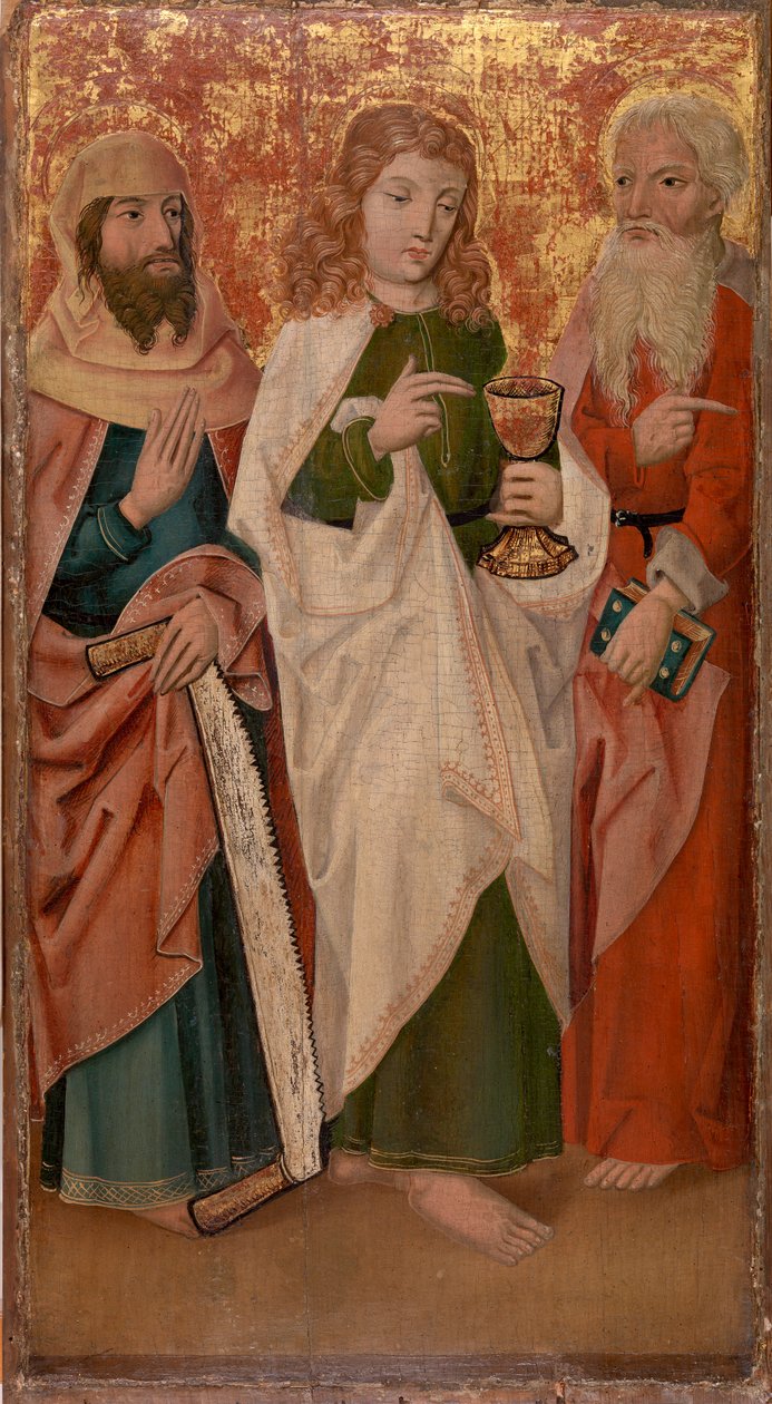 Három apostol keresztmetszettel, kelyhével és könyvvel alkotó: Unknown artist