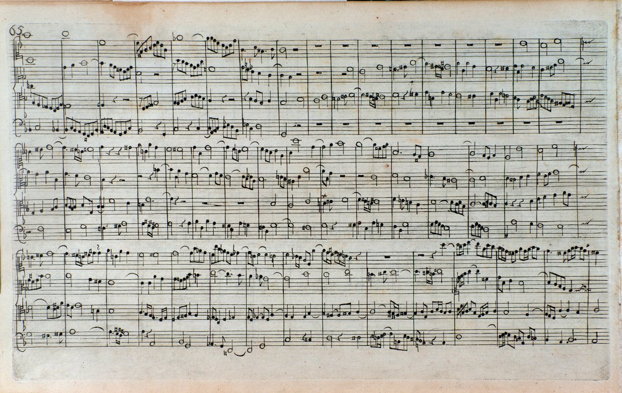 Johann Sebastian Bach A fúga művészete, az utolsó és még nem teljes fúga kottájának címlapja alkotó: Unknown artist