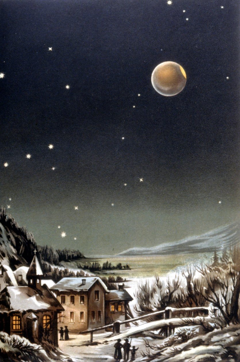 Teljes holdfogyatkozás. 19. századi illusztráció alkotó: Unknown artist