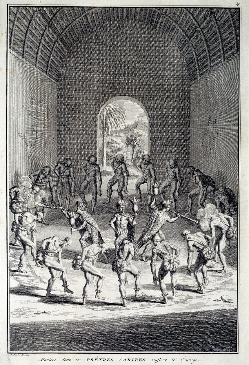Hagyományos tánc: Rítusok a karibok bátortáncában, Nyugat-India (Közép-Amerika). 18. századi metszet. Chartres, Szépművészeti Múzeum alkotó: Unknown artist