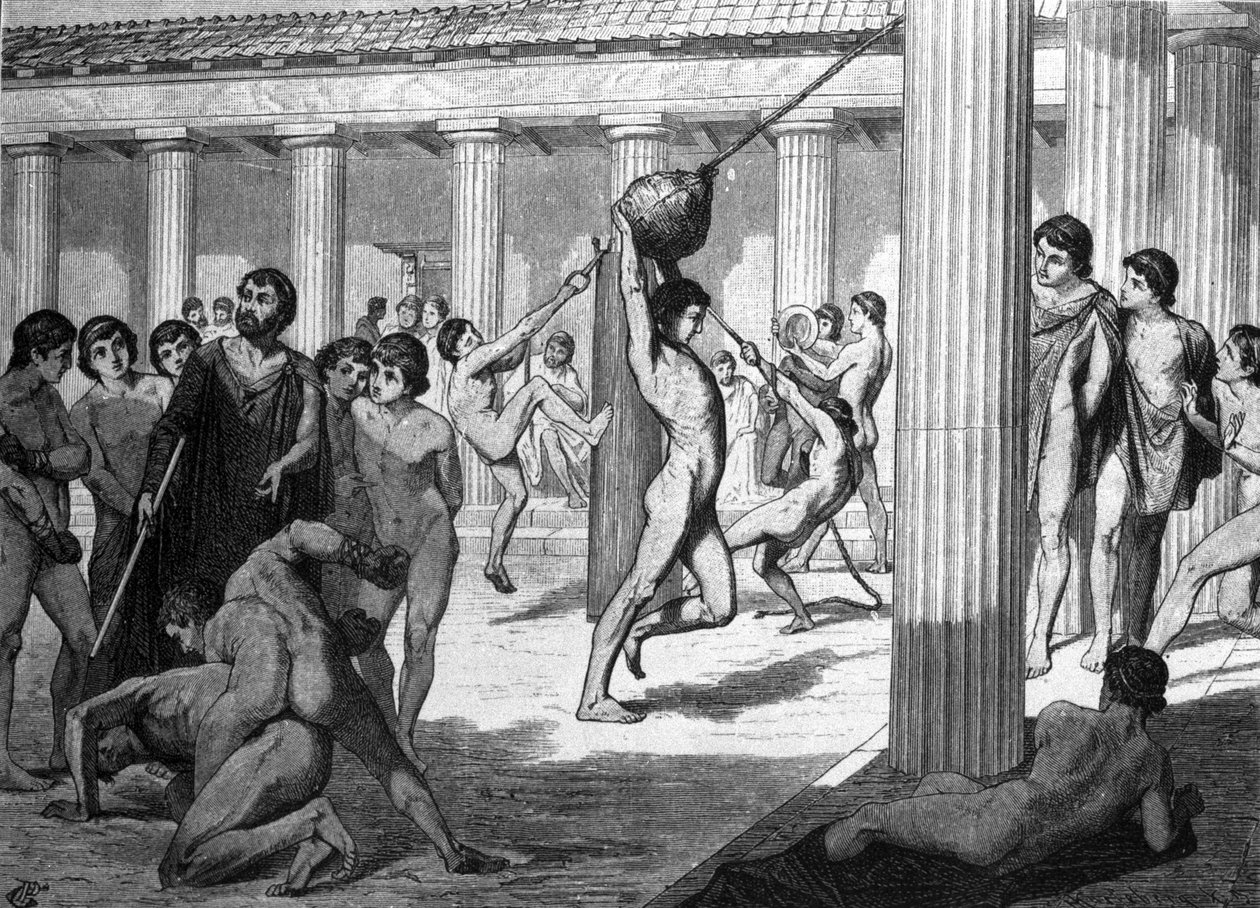 Fiatal görög sportolók képzése panathenai játékokhoz (panathenees). alkotó: Unknown artist