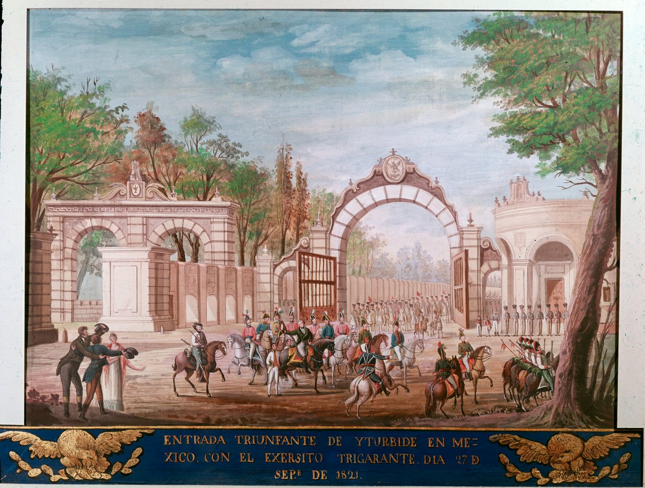Agustin Iturbide (1783-1824), a Független Mexikó első császárának diadalmas bejárata Mexikóvárosban 1821.09.07 (A szabad Mexikó első császárának, Agustin Iturbide diadalmenete Mexikóvárosban, szeptember 7. alkotó: Unknown artist