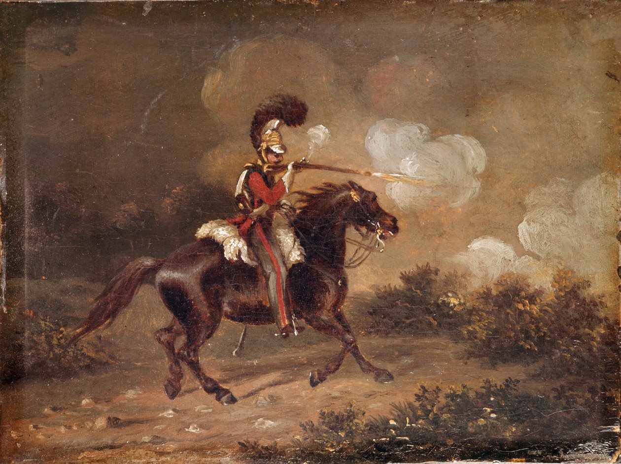 Az 1. életőr katona karabélyt lő alkotó: Unknown artist