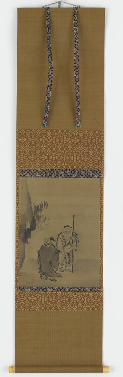 Két kínai bölcs egy kilógó szikla közelében alkotó: Unknown artist
