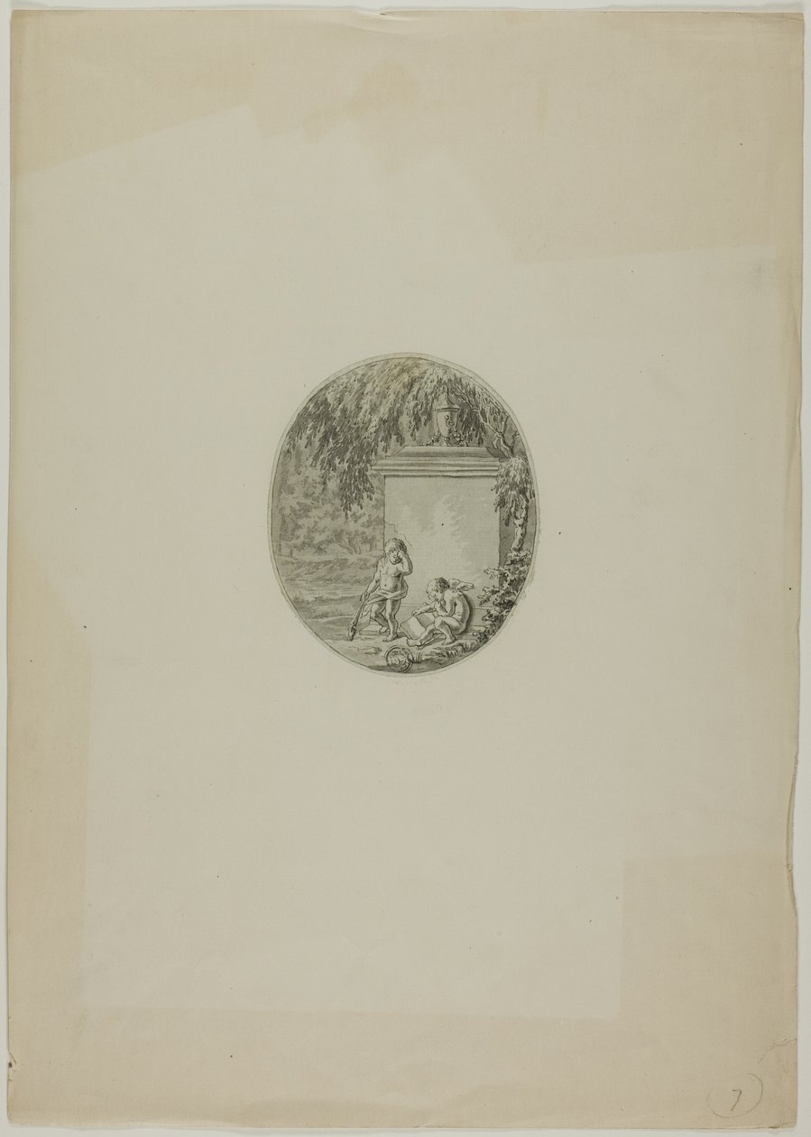 Két putti a temetési emlékmű mellett alkotó: Unknown artist