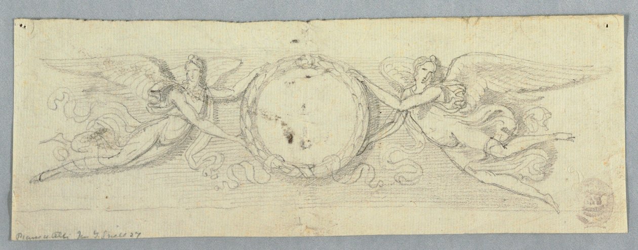 Két szárnyas genii babérkoszorúval alkotó: Unknown artist