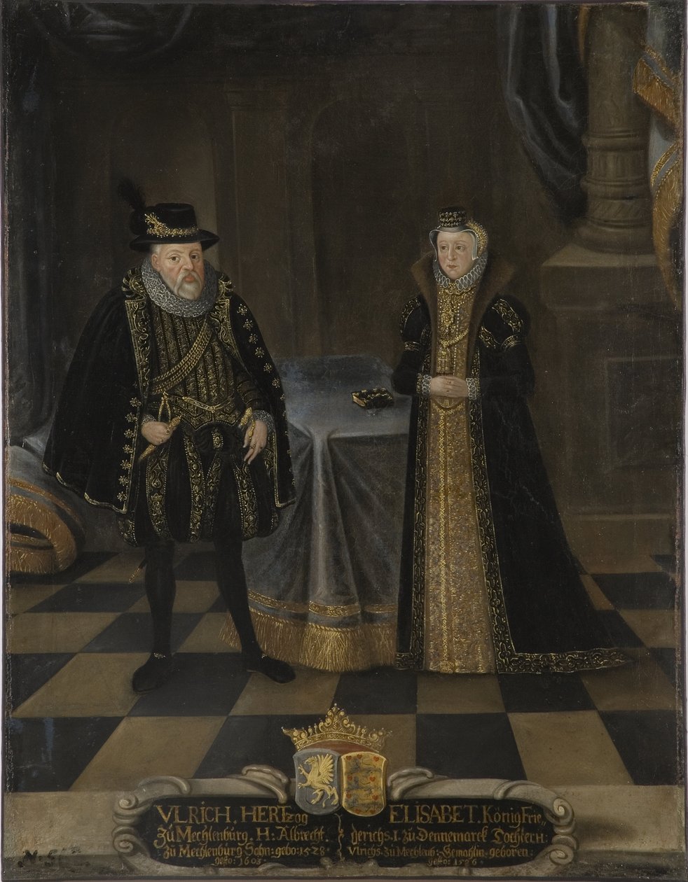 Ulrich III de Mecklembourg Gustrow et Elisabeth de Danemark – III. Ulrich (1527-1603), mecklenburgi herceg és Dánia Erzsébet (1524-1586), mecklenburgi hercegnő portréja, névtelen. Olajfestmény. Mérete: 101x79 cm. Nemzeti Múzeum Stockholm alkotó: Unknown artist