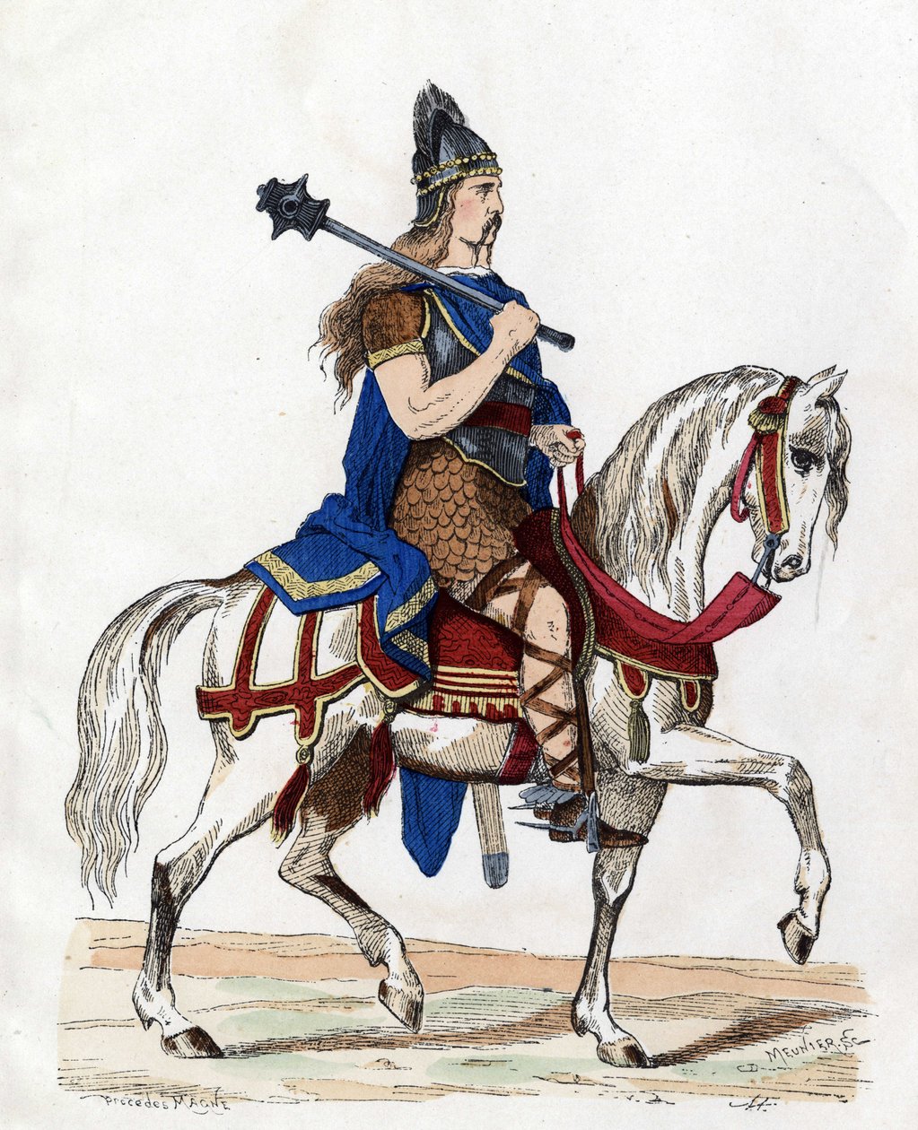 A frankok vezére – „A franciák polgári és katonai viselete a századokon át Párizsban, F. Roy 1882” c. alkotó: Unknown artist