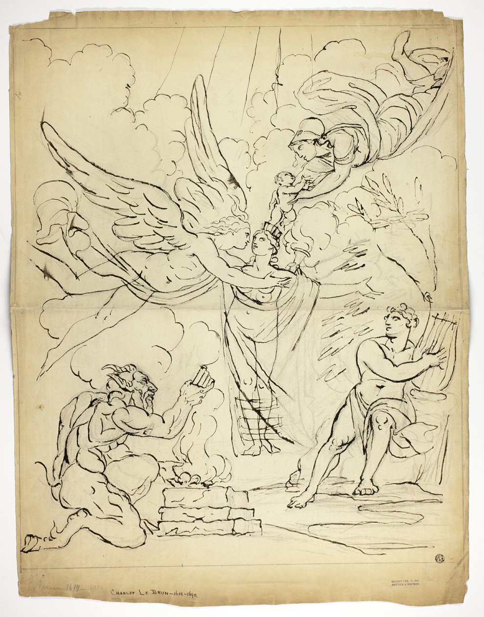 Azonosítatlan mitológiai születési jelenet (recto); Ámor és psziché (fordítva) alkotó: Unknown artist