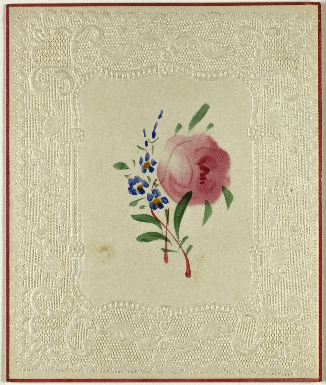 Cím nélkül Valentine (Nagy rózsaszín és kis kék virágok) alkotó: Unknown artist