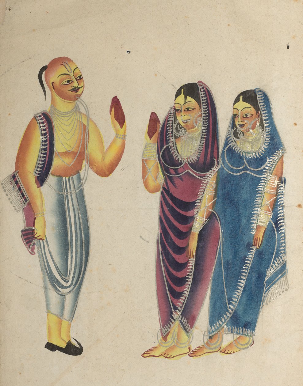 Vaisnava bhakta két nővel alkotó: Unknown artist