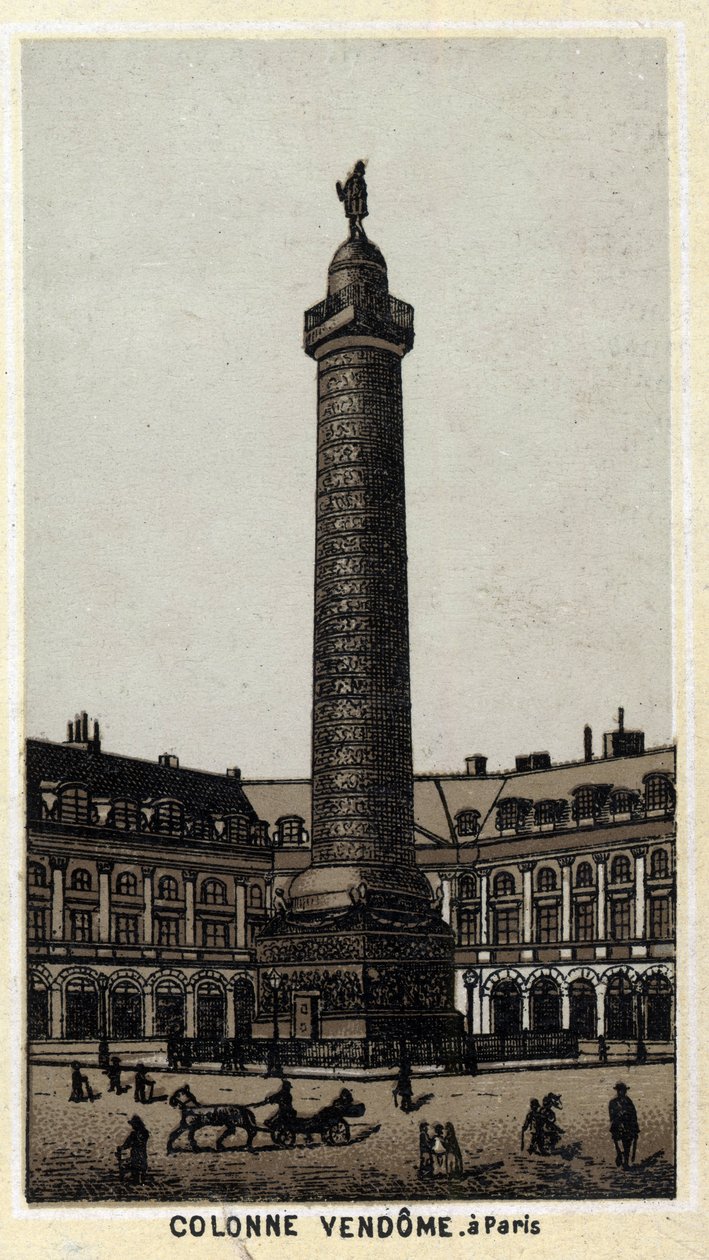 Vendome oszlop a párizsi Place du azonos nevű téren. század végi kromolitográfiája. alkotó: Unknown artist