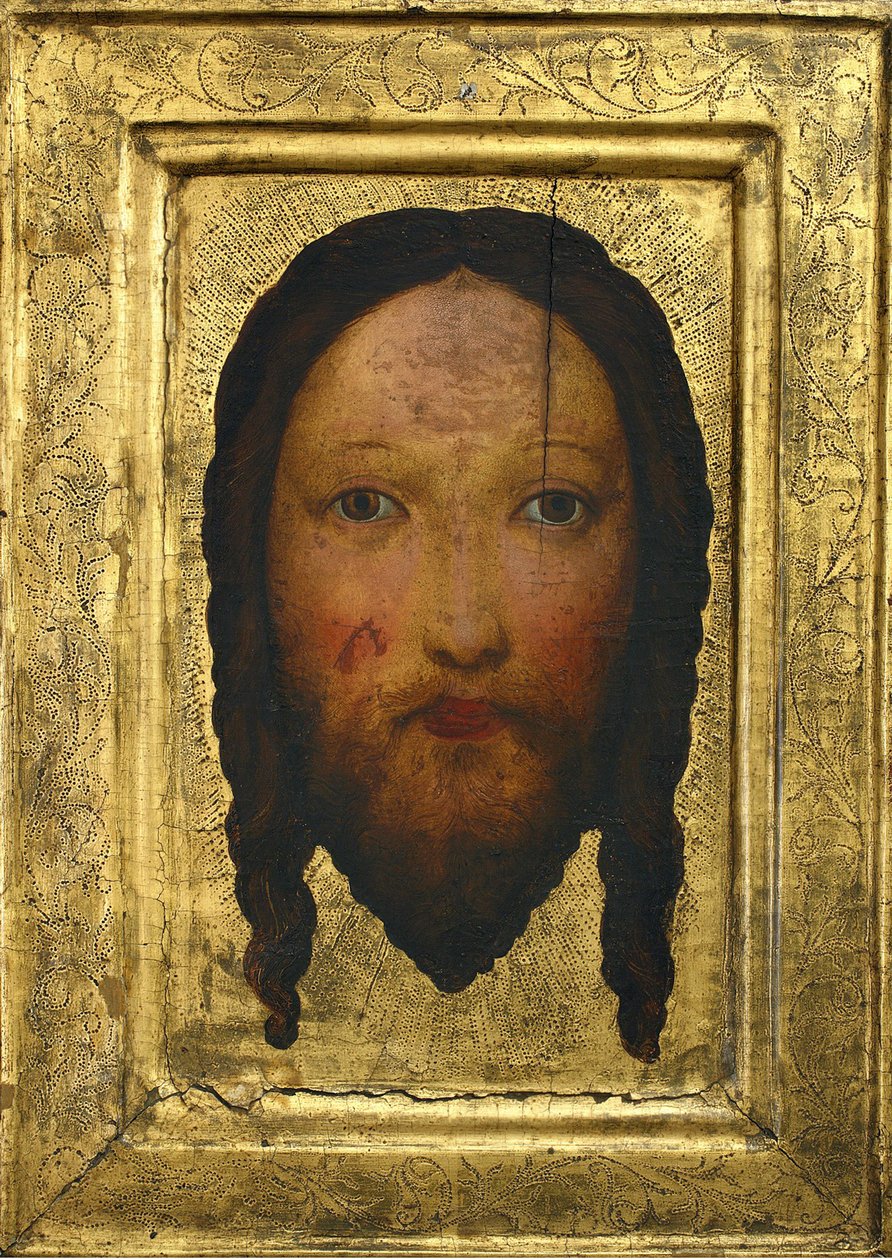 Vera ikon (vagy Krisztus feje) - Névtelen. Tempera panelen, méret: 44,7x32,2, kb 1400, Muzeum Narodowe, Varsó alkotó: Unknown artist