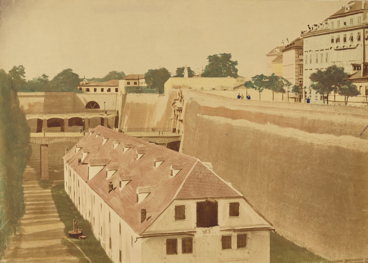 [Kilátás a Vízműtől a Lőporraktárra és a Régi és Új Kärntnertor kapu hídjaira] alkotó: Unknown artist