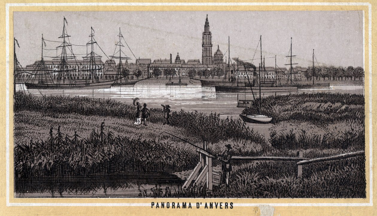Kilátás Antwerpenre, Belgiumra (flamand régió). alkotó: Unknown artist