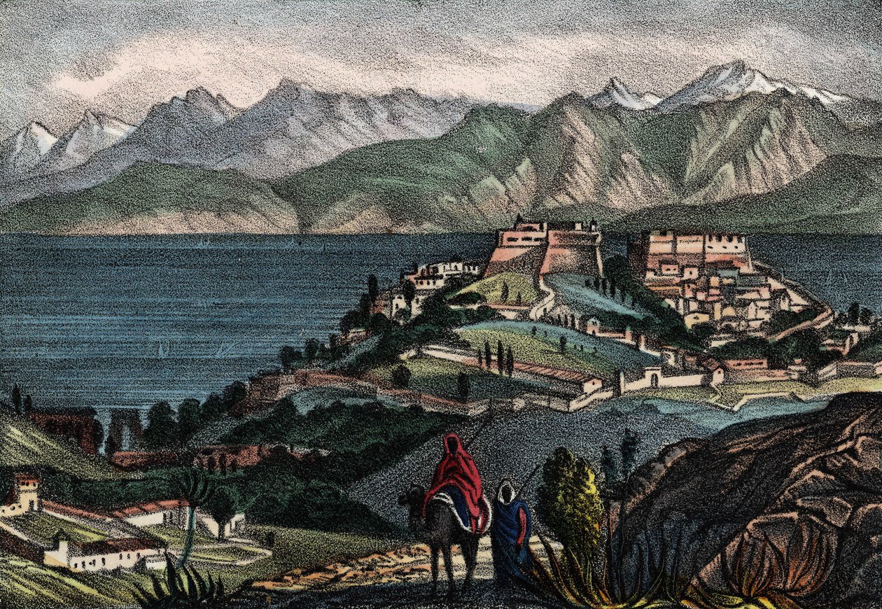 Kilátás a Candle-ra és az Atlasz-láncra, a városra, amelyet Trézel tábornok az afrikai francia hadseregből vett 1833-ban. In „” Storia d