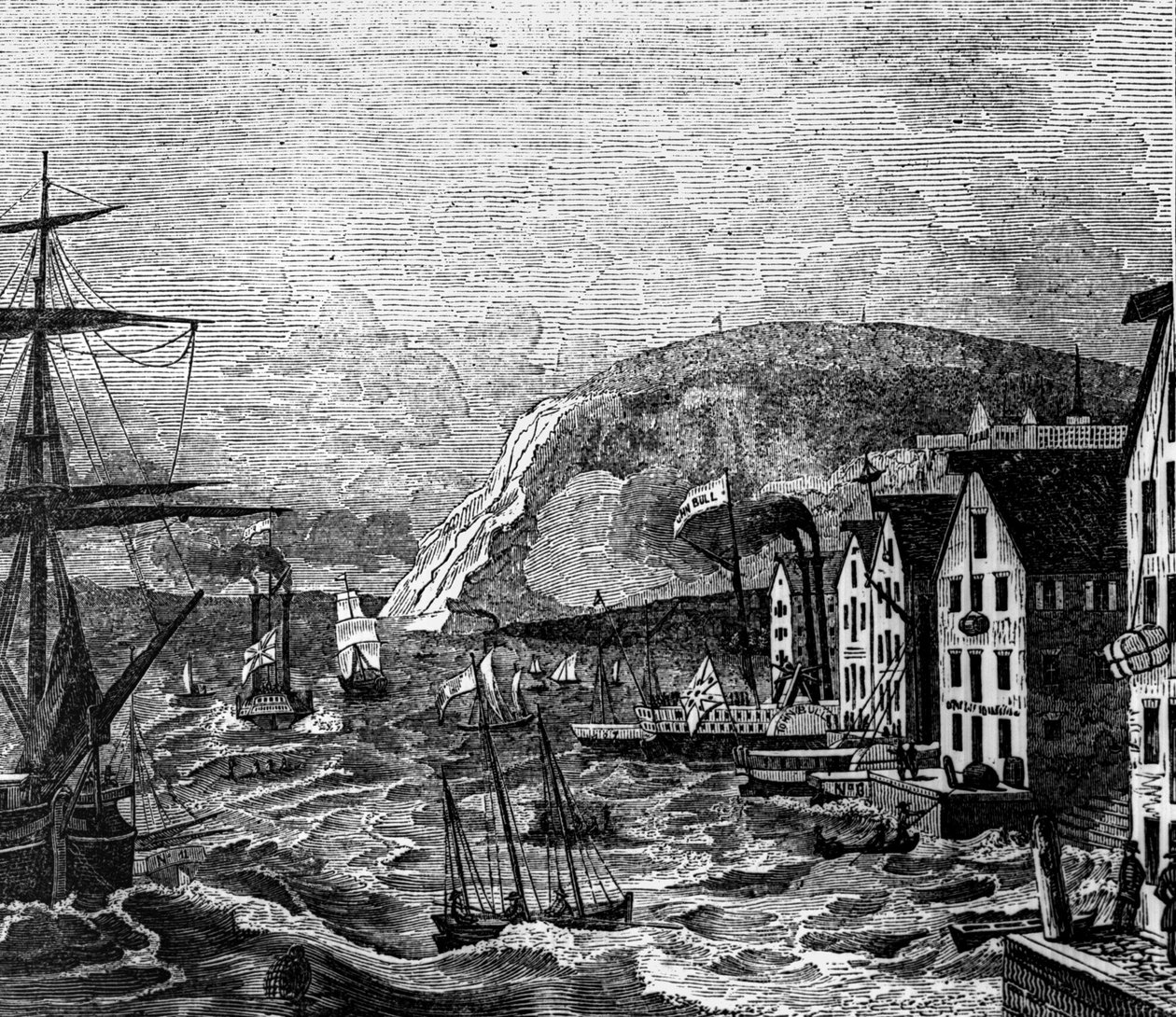 Kilátás a Cap Diamant-ra, ahol Quebec része, Quebec. (Kanada), 1810-es metszet. alkotó: Unknown artist